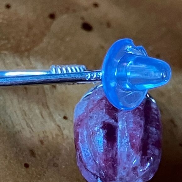 Norwegian Thulite Sterling Silver Earrings - Picture 4 of 8